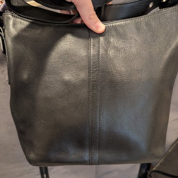 Vintage Coach Legacy Slim Duffle Black Leather Crossbody Bag 10x10 - Picture 7 of 13